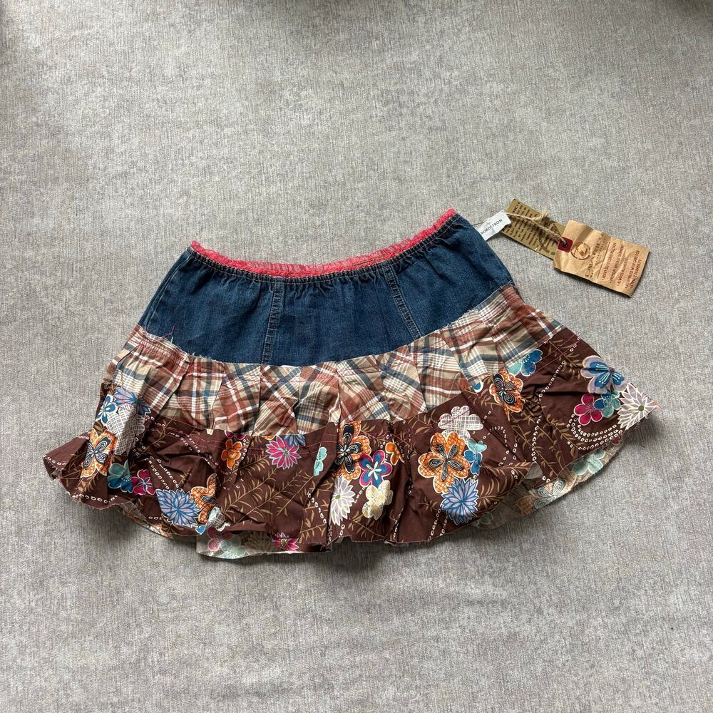 NWT Denim Patchwork Mini Skirt